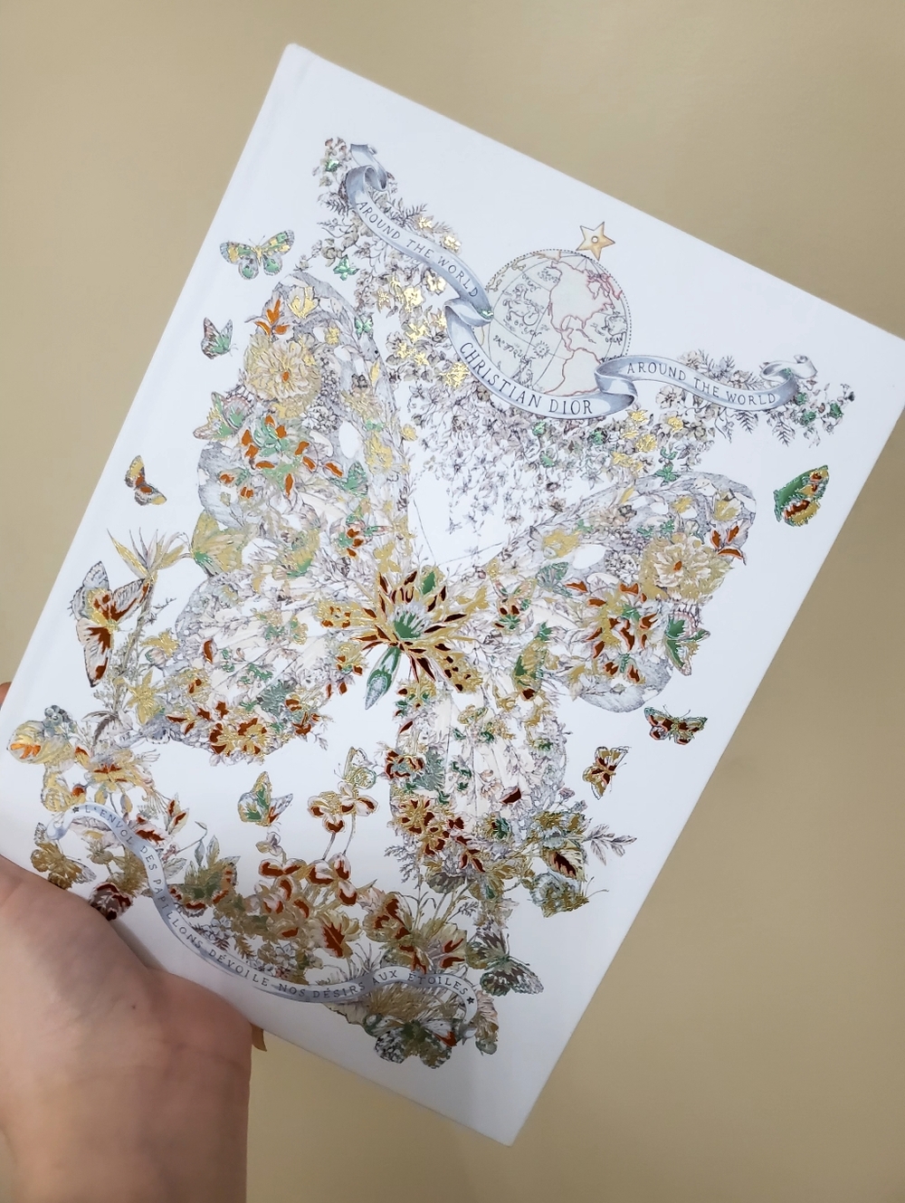 Dior White Floral & Gold Foil Butterfly Hardcover Notebook